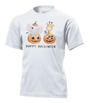 Koszulka dziecięca Slon zyrafa zwierzeta Halloween L Biały