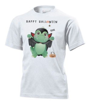 Koszulka dziecięca Dinozaur Dracula Halloween S Biały