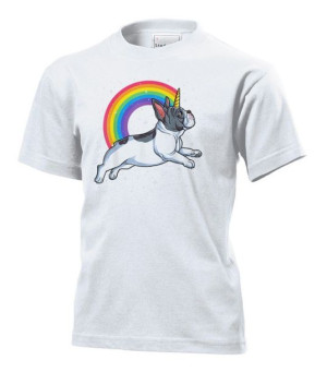 Koszulka dziecięca Pies buldog jednorożec unicorn M Biały