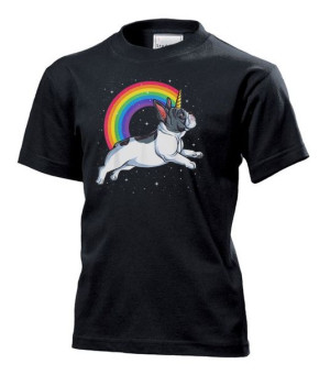 Koszulka dziecięca Pies buldog jednorożec unicorn L Czarny