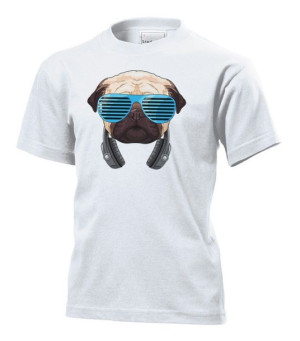 Koszulka dziecięca Cool DJ pug pies mops S Biały