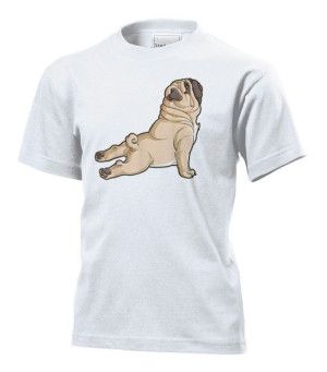 Koszulka dziecięca Pies mops joga pug yoga Biały XS