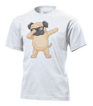 Koszulka dziecięca Dabbing pug mops pies M Biały