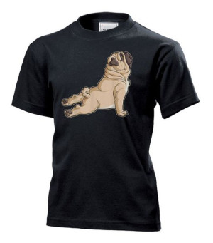 Koszulka dziecięca Pies mops joga pug yoga M Czarny