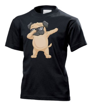 Koszulka dziecięca Dabbing pug mops pies Czarny XS