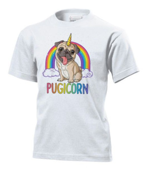 Koszulka dziecięca Pugicorn Mopsorożec mops pies M Biały