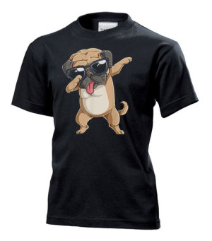 Koszulka dziecięca Dabbing pug mops pies S Czarny