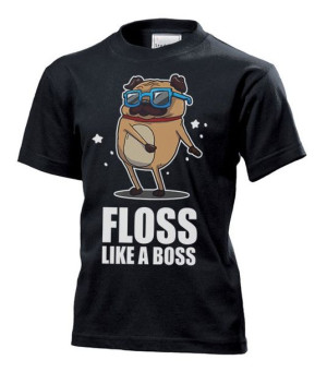 Koszulka dziecięca Floss flossing pug mops pies M Czarny