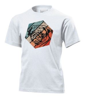 Koszulka dziecięca Retro vintage pug mops pies XL Biały