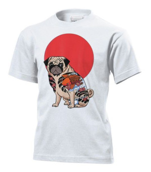Koszulka dziecięca Yakuza pug mops pies mafia Biały XS