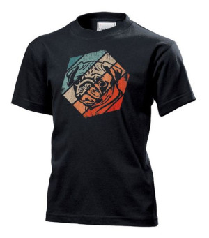 Koszulka dziecięca Retro vintage pug mops pies XL Czarny