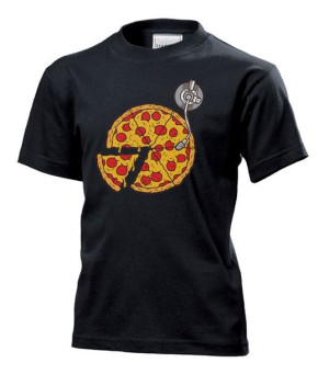 Koszulka dziecięca Pizza gramofon vinyl XL Czarny