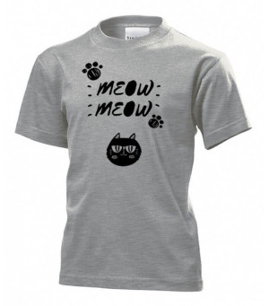 Koszulka dziecięca Kot meow meow M Szary