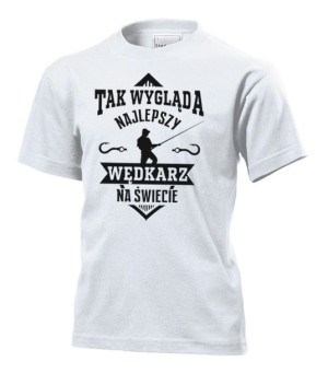Koszulka dziecięca Najlepszy wędkarz na świecie M Biały