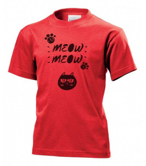 Koszulka dziecięca Kot meow meow S Czerwony