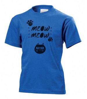 Koszulka dziecięca Kot meow meow S Niebieski
