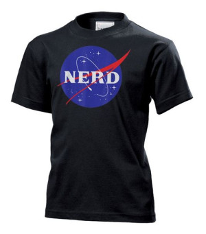 Koszulka dziecięca NERD Kujon NASA XL Czarny