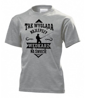 Koszulka dziecięca Najlepszy wędkarz na świecie M Szary
