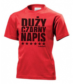 Koszulka dziecięca Duży czarny napis z gwiazdkami M Czerwony