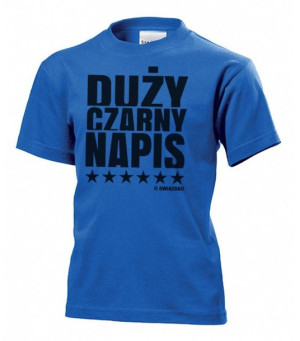 Koszulka dziecięca Duży czarny napis z gwiazdkami XS Niebieski