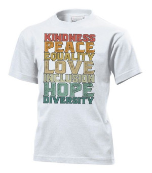 Koszulka dziecięca PEACE LOVE Równość nadzieja L Biały