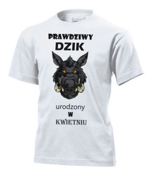 Koszulka dziecięca Prawdziwy dzik urodzony w kwietniu L Biały