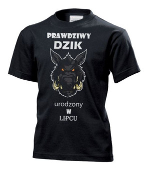 Koszulka dziecięca Prawdziwy dzik urodzony w lipcu Czarny XS