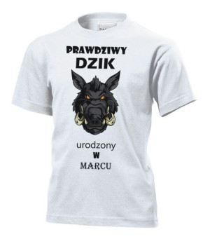 Koszulka dziecięca Prawdziwy dzik urodzony w marcu XL Biały