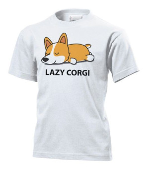 Koszulka dziecięca Leniwy corgi L Biały