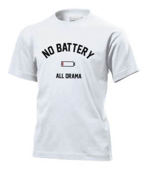 Koszulka dziecięca No battery all drama Biały XS