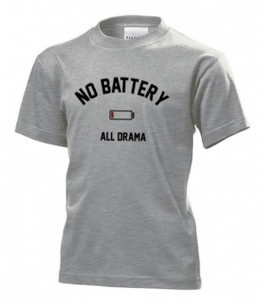 Koszulka dziecięca No battery all drama XL Szary