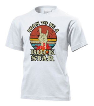 Koszulka dziecięca Born to be rock star gwiazda rocka L Biały