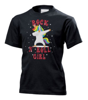 Koszulka dziecięca Jednorożec unicorn rock'n'roll M Czarny