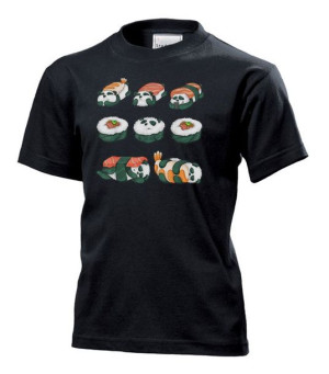 Koszulka dziecięca Panda sushi futomaki nigiri XL Czarny