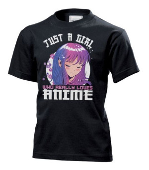 Koszulka dziecięca Dziewczyna która kocha anime M Czarny
