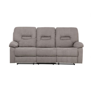 Sofa z funkcją relaksu 3-osobowa beżowoszara BERGEN
