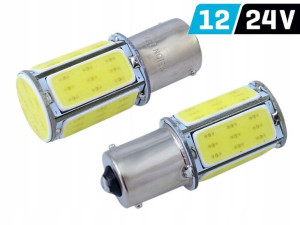 Żarówka P21W BA15s 12/24V 6x COB CANBUS biała