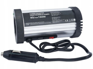 Przetwornica prądu 12V DC 230V AC 80/160W z USB 1A
