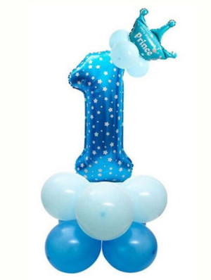 Balon Cyfra 1 Niebieska Zestaw Urodzinowy 14szt