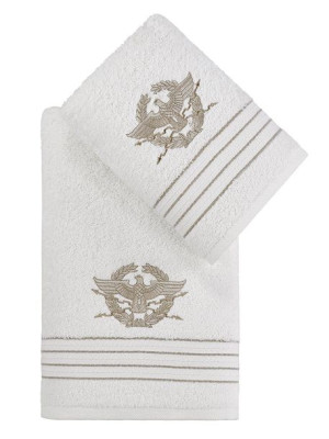 Ręcznik bawełniany frotte KAVELL/3676/cream 50x90+70x140 kpl.