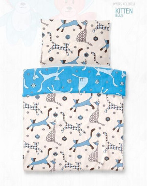Pościel bawełna druk / KITTIES BLUE / 90x120 +1x 40x60