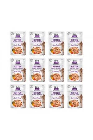 Pakiet Brit Care Cat Fillets in Gravy Tender Turkey Kitten Fileciki z Indyk