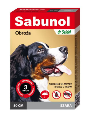 SABUNOL Obroża na pchły/kleszcze Szara 50cm