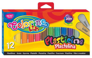Plastelina szkolna 12 kolorów (złota + srebrna) - Colorino Kids