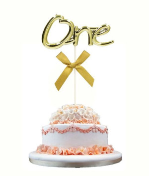 Topper Na Tort One Złoty 19cm