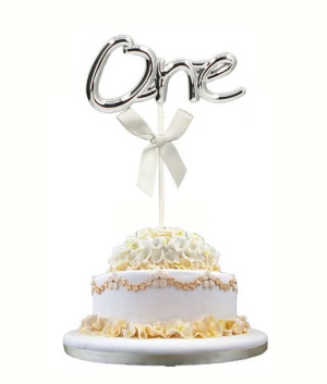 Topper Na Tort One Srebrny 19cm