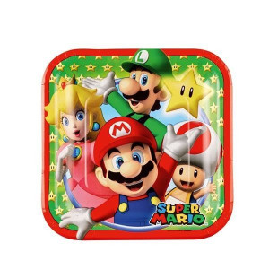 Talerzyki Papierowe Kwadratowe Super Mario 18 Cm