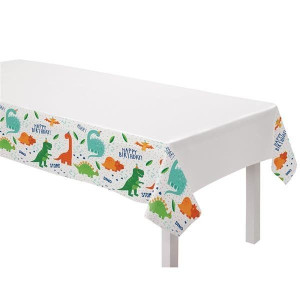 Obrus Plastikowy Dinozaury Biały 137x243 Cm