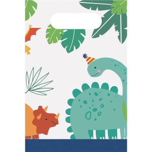 Torebki Papierowe Białe Dinozaury Dinozaur 8 Szt.