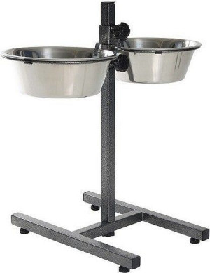 BARRY KING Metaliczny stojak regulowany z miskami 4,7l [BK-18343]